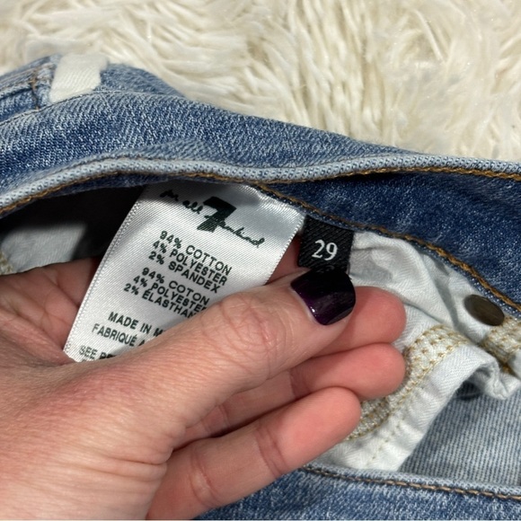 7 For All Mankind Racing Stripe Mid-Rise Ankle Skinny Jeans Size 29 - Picture 9 of 14